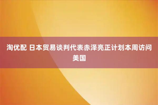 淘优配 日本贸易谈判代表赤泽亮正计划本周访问美国